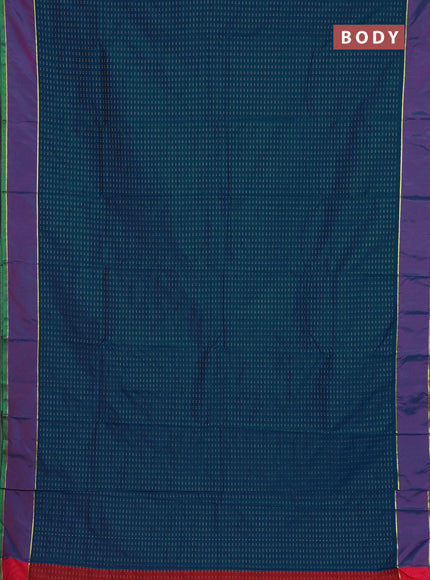 Arani semi silk saree cs blue and reddish pink with allover thread weaves and rettapet zari woven border`