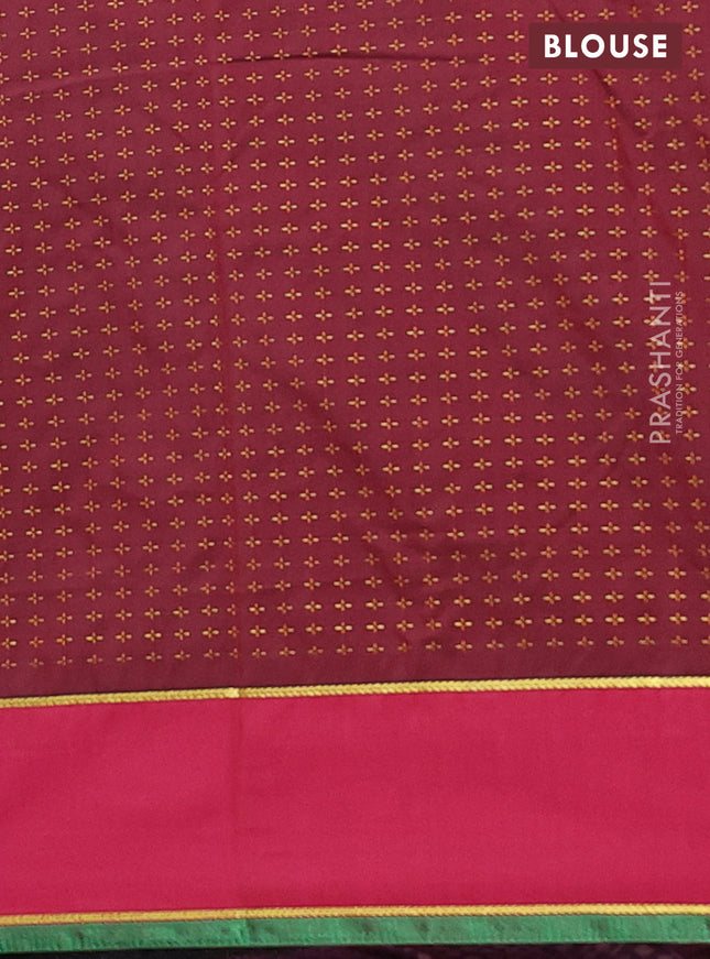 Arani semi silk saree blue and purple with allover thread weaves and rettapet zari woven border`