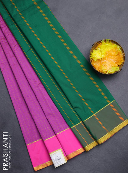 Arani semi silk saree purple and pink with allover thread weaves and rettapet zari woven border`