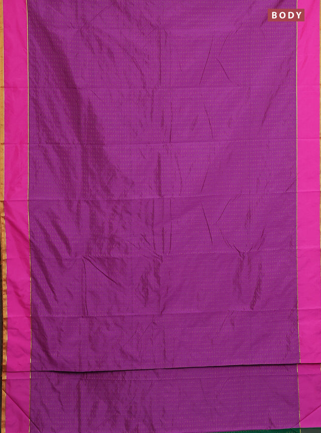 Arani semi silk saree purple and pink with allover thread weaves and rettapet zari woven border`