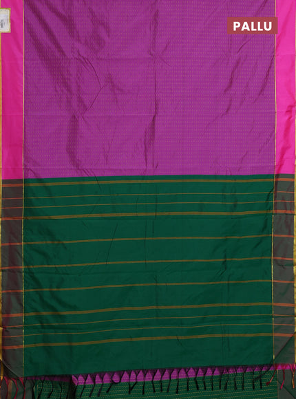 Arani semi silk saree purple and pink with allover thread weaves and rettapet zari woven border`