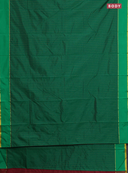 Arani semi silk saree green with allover thread weaves and rettapet zari woven border`