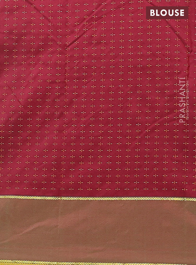 Arani semi silk saree green with allover thread weaves and rettapet zari woven border`