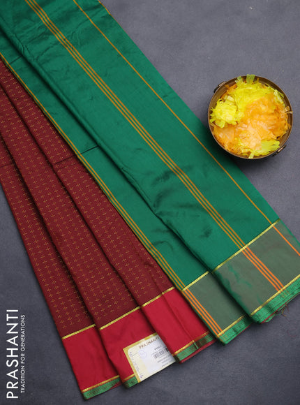 Arani semi silk saree maroon and red with allover thread weaves and rettapet zari woven border`