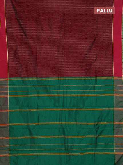 Arani semi silk saree maroon and red with allover thread weaves and rettapet zari woven border`