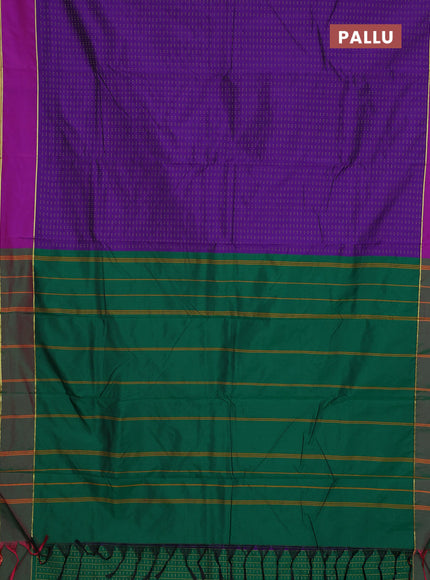 Arani semi silk saree violet and purple with allover thread weaves and rettapet zari woven border`