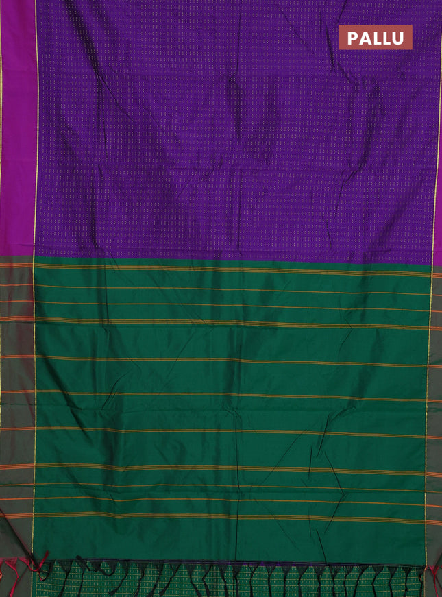 Arani semi silk saree violet and purple with allover thread weaves and rettapet zari woven border`