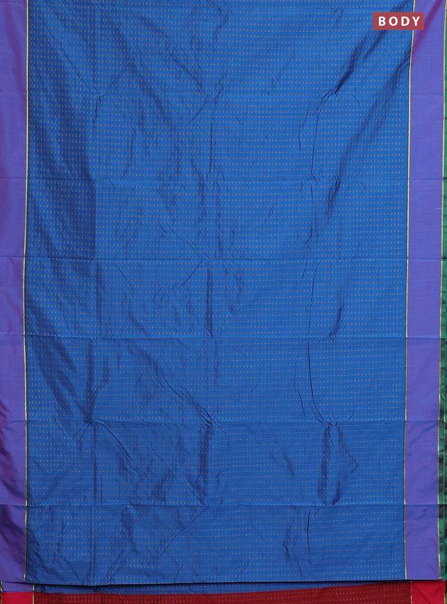 Arani semi silk saree cs blue and reddish pink with allover thread weaves and rettapet zari woven border`