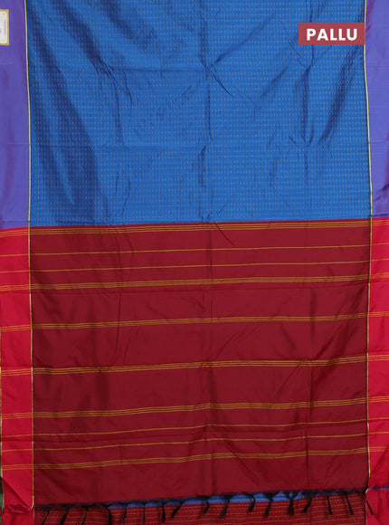 Arani semi silk saree cs blue and reddish pink with allover thread weaves and rettapet zari woven border`