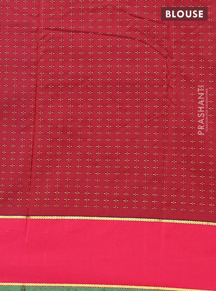 Arani semi silk saree cs blue and reddish pink with allover thread weaves and rettapet zari woven border`