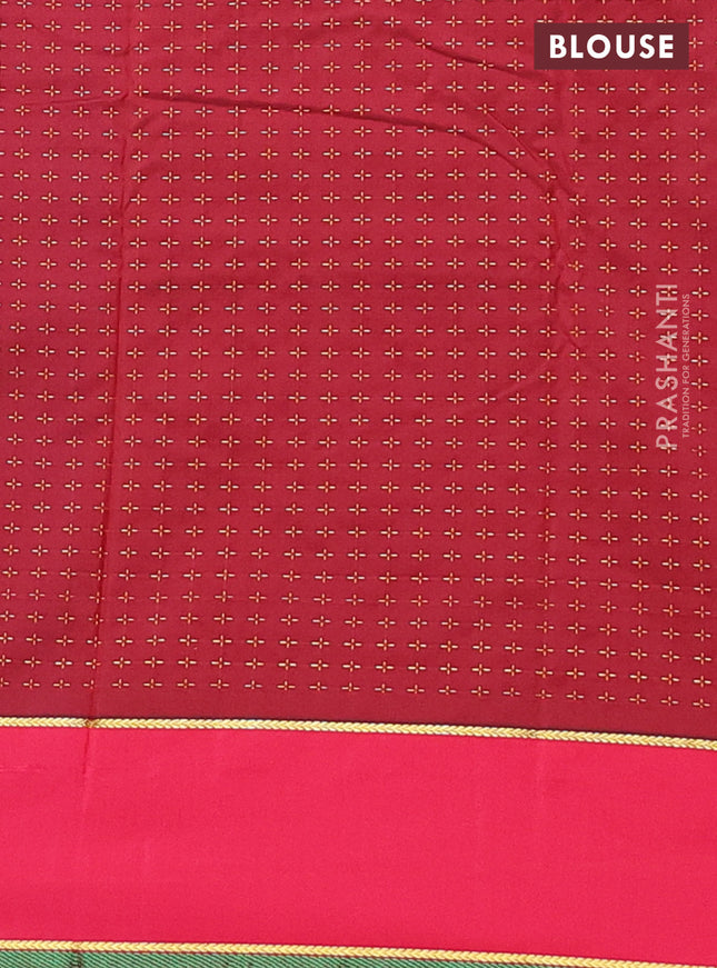 Arani semi silk saree cs blue and reddish pink with allover thread weaves and rettapet zari woven border`