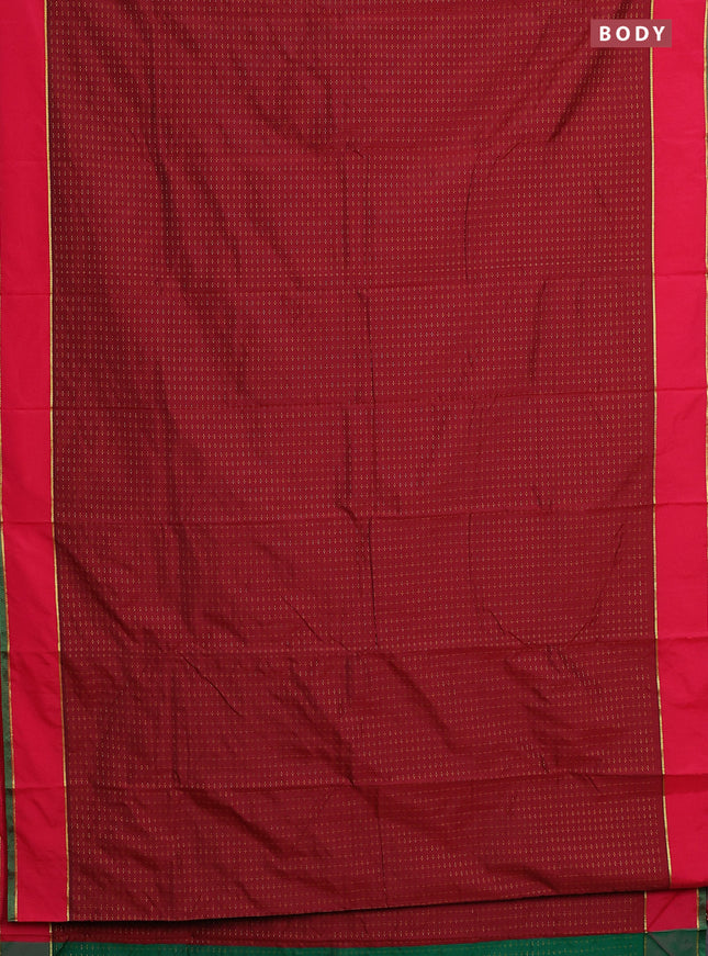 Arani semi silk saree maroon and pink with allover thread weaves and rettapet zari woven border`