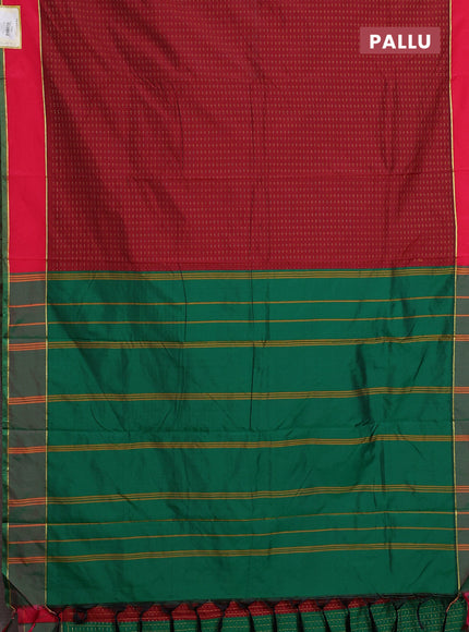 Arani semi silk saree maroon and pink with allover thread weaves and rettapet zari woven border`