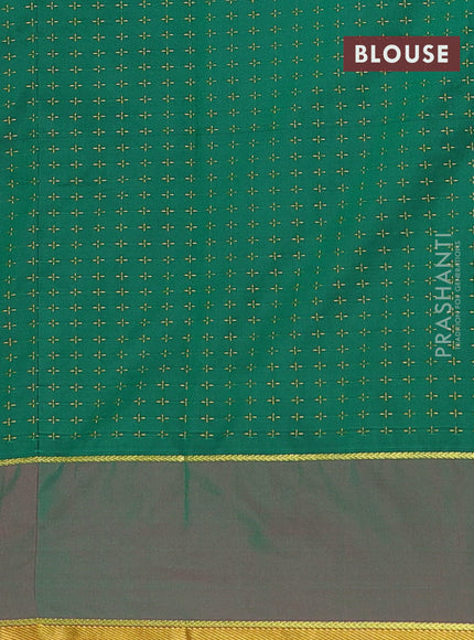 Arani semi silk saree deep purple and green with allover thread weaves and rettapet zari woven border`