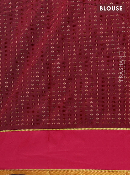 Arani semi silk saree peacock green and maroon with allover thread weaves and rettapet zari woven border`