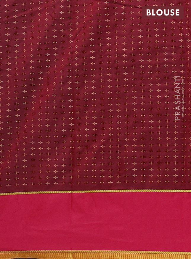 Arani semi silk saree peacock green and maroon with allover thread weaves and rettapet zari woven border`