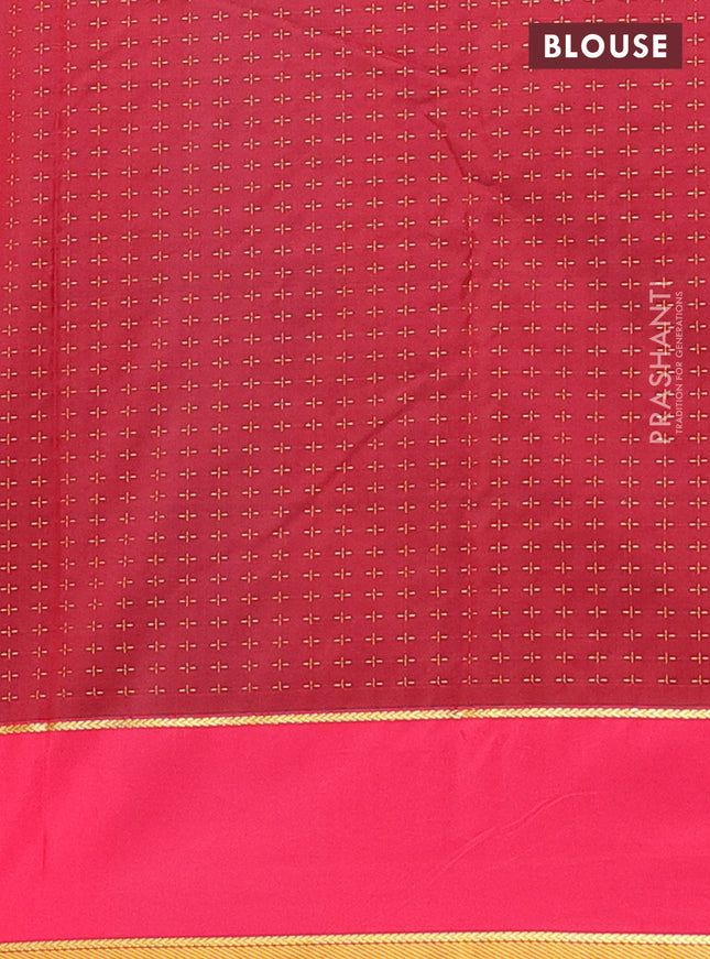 Arani semi silk saree peacock green and maroon with allover thread weaves and rettapet zari woven border`