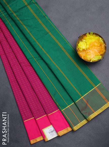Arani semi silk saree magenta pink and pink with allover thread weaves and rettapet zari woven border`