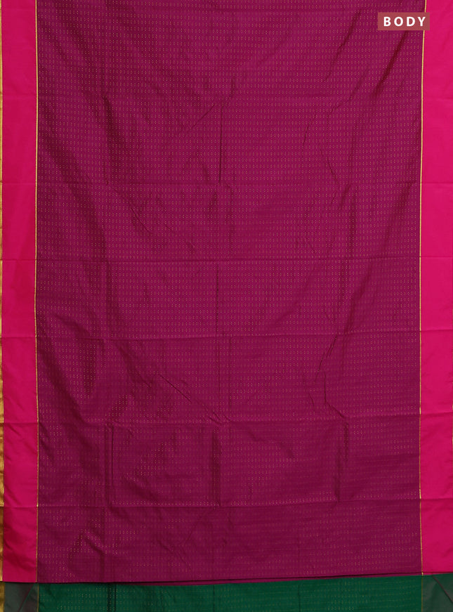 Arani semi silk saree magenta pink and pink with allover thread weaves and rettapet zari woven border`