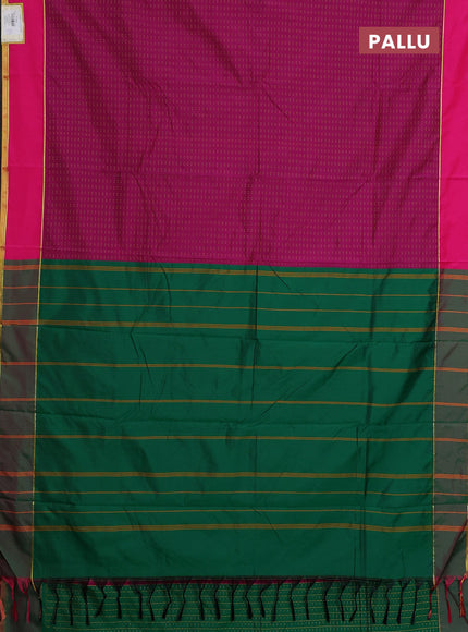 Arani semi silk saree magenta pink and pink with allover thread weaves and rettapet zari woven border`