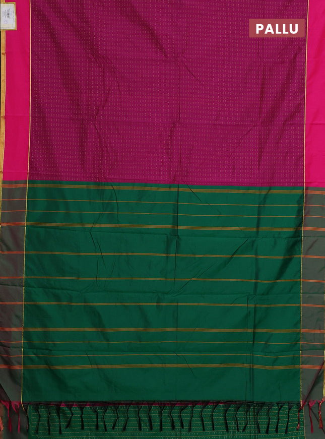Arani semi silk saree magenta pink and pink with allover thread weaves and rettapet zari woven border`