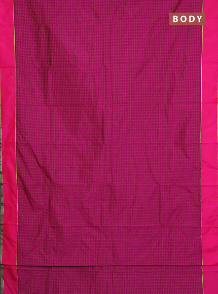 Arani semi silk saree magenta pink and dark green with allover thread weaves and rettapet zari woven border`