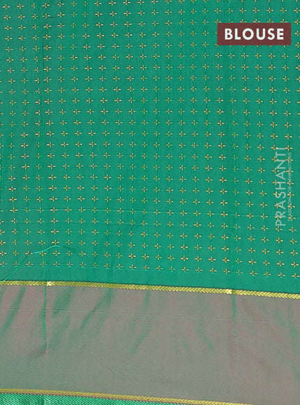 Arani semi silk saree magenta pink and dark green with allover thread weaves and rettapet zari woven border`