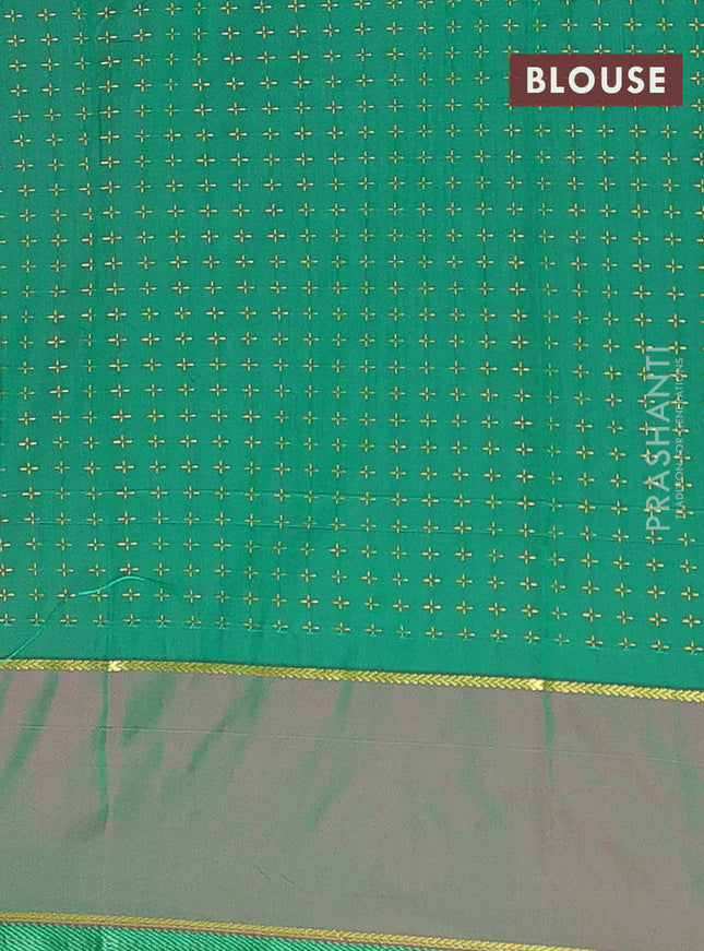 Arani semi silk saree magenta pink and dark green with allover thread weaves and rettapet zari woven border`