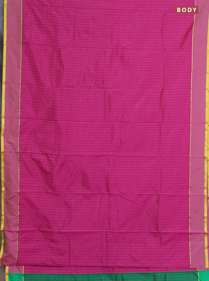 Arani semi silk saree dark magenat pink with allover thread weaves and rettapet zari woven border`