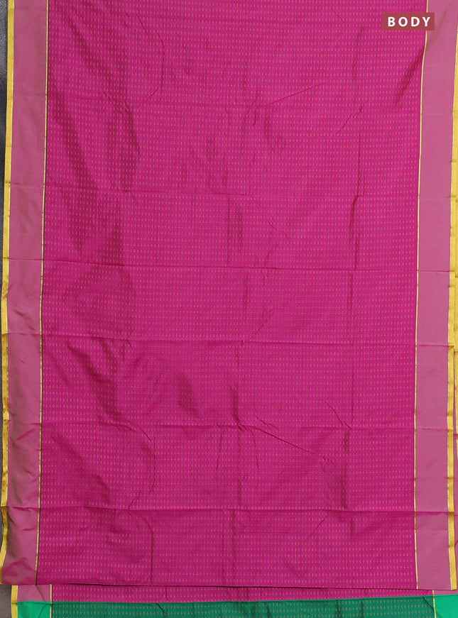 Arani semi silk saree dark magenat pink with allover thread weaves and rettapet zari woven border`