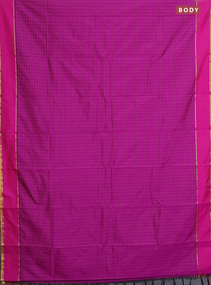 Arani semi silk saree purple and green with allover thread weaves and rettapet zari woven border`