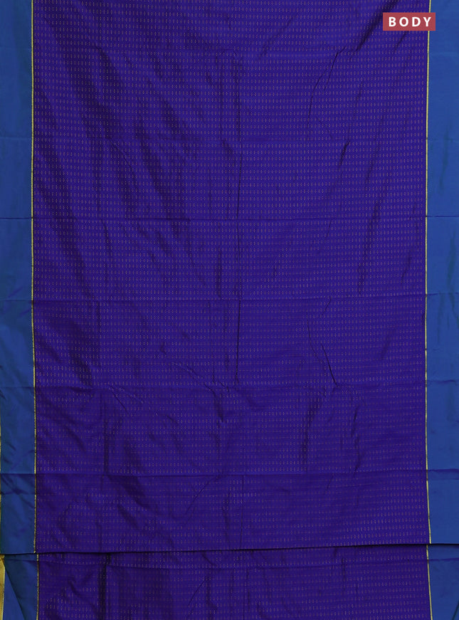 Arani semi silk saree blue and maroon with allover thread weaves and rettapet zari woven border`