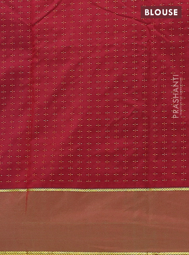 Arani semi silk saree blue and maroon with allover thread weaves and rettapet zari woven border`