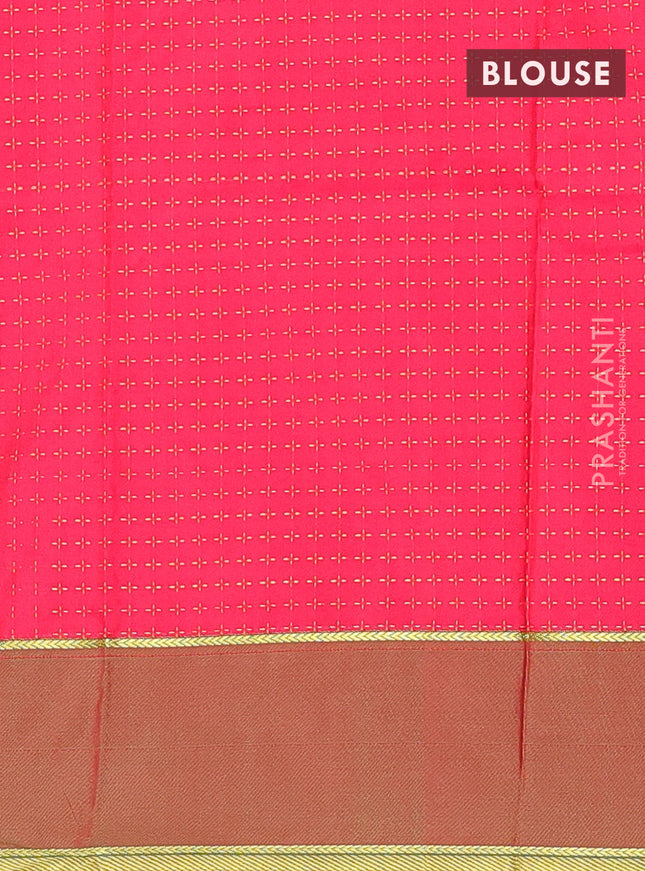 Arani semi silk saree dual shade of purple and red with allover thread weaves and rettapet zari woven border`