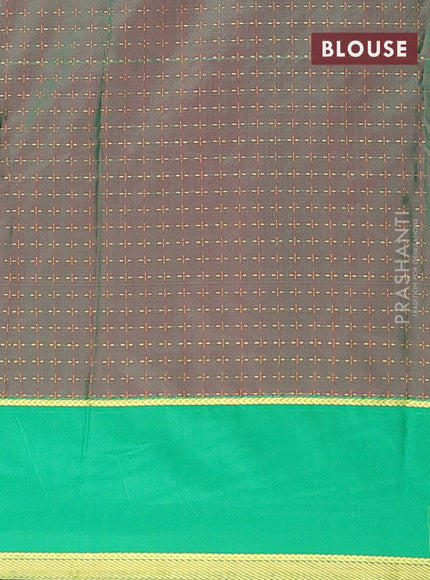 Arani semi silk saree maroon and dual shade of pinkish green with allover thread weaves and rettapet zari woven border`