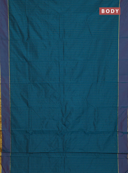 Arani semi silk saree peacock green and maroon with allover thread weaves and rettapet zari woven border`