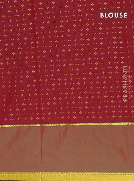 Arani semi silk saree peacock blue and maroon with allover thread weaves and rettapet zari woven border`