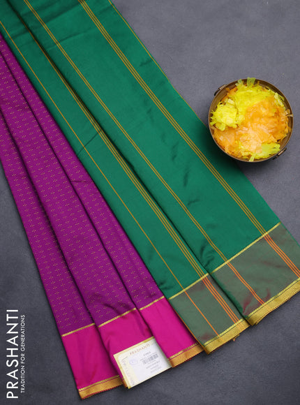 Arani semi silk saree purple and green with allover thread weaves and rettapet zari woven border`