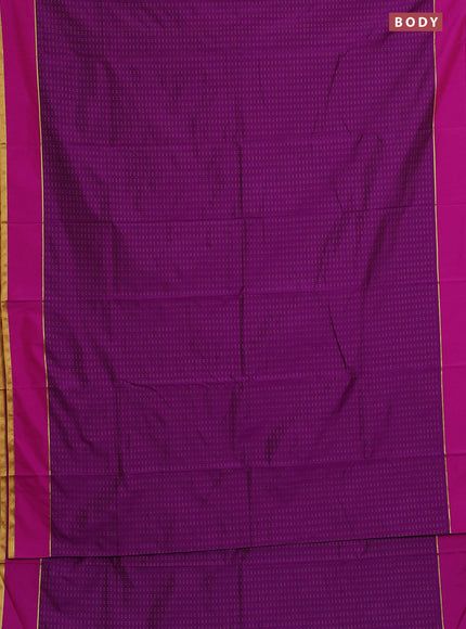Arani semi silk saree purple and green with allover thread weaves and rettapet zari woven border`