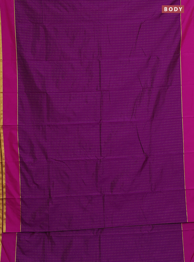 Arani semi silk saree purple and green with allover thread weaves and rettapet zari woven border`