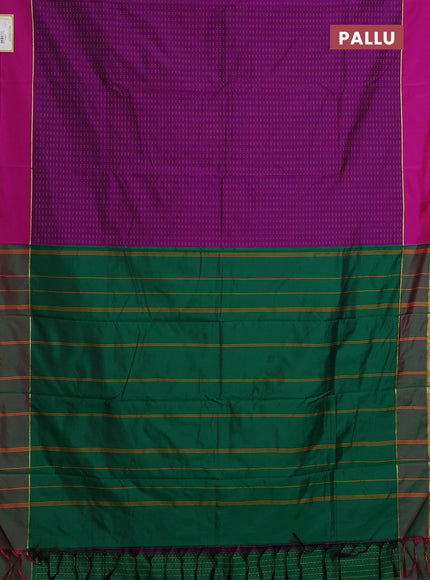 Arani semi silk saree purple and green with allover thread weaves and rettapet zari woven border`