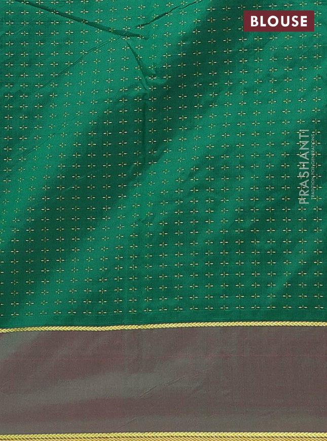 Arani semi silk saree purple and green with allover thread weaves and rettapet zari woven border`