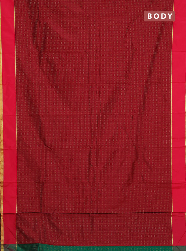 Arani semi silk saree maroon and reddish pink with allover thread weaves and rettapet zari woven border`