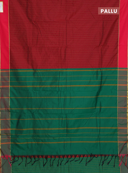 Arani semi silk saree maroon and reddish pink with allover thread weaves and rettapet zari woven border`