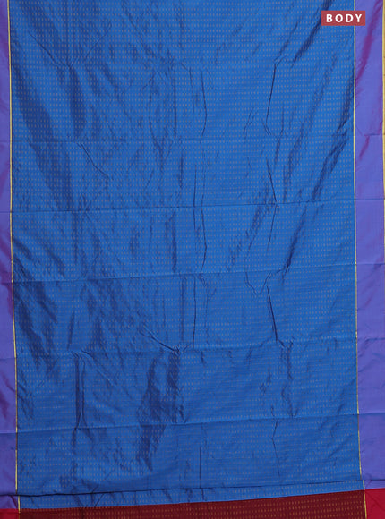 Arani semi silk saree cs blue and reddish pink with allover thread weaves and rettapet zari woven border`