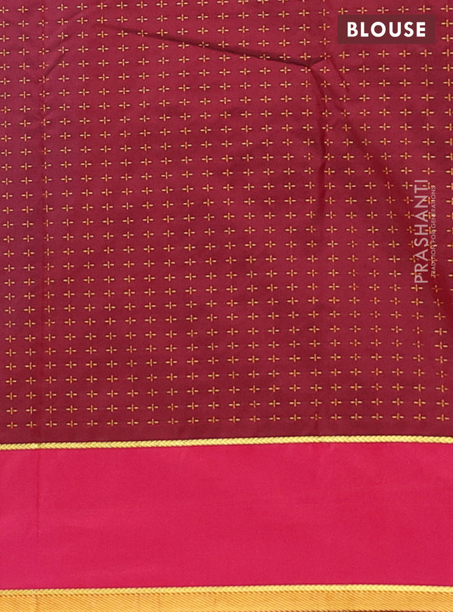 Arani semi silk saree cs blue and reddish pink with allover thread weaves and rettapet zari woven border`