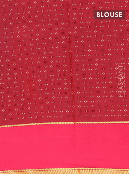 Arani semi silk saree cs blue and reddish pink with allover thread weaves and rettapet zari woven border`