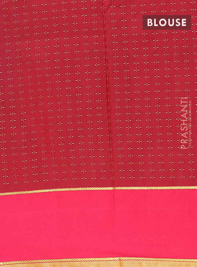 Arani semi silk saree cs blue and reddish pink with allover thread weaves and rettapet zari woven border`