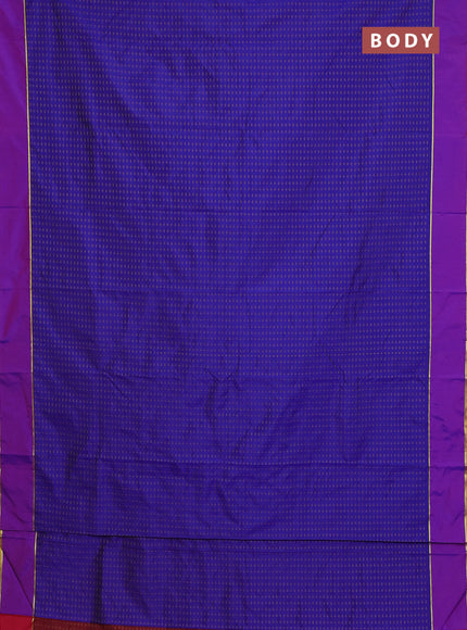 Arani semi silk saree blue and purple with allover thread weaves and rettapet zari woven border`