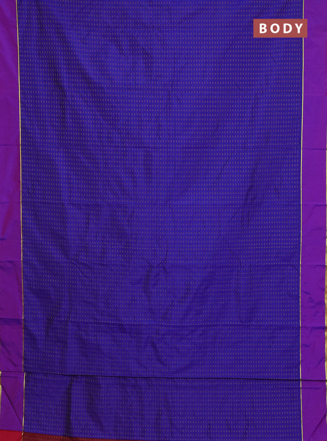 Arani semi silk saree blue and purple with allover thread weaves and rettapet zari woven border`